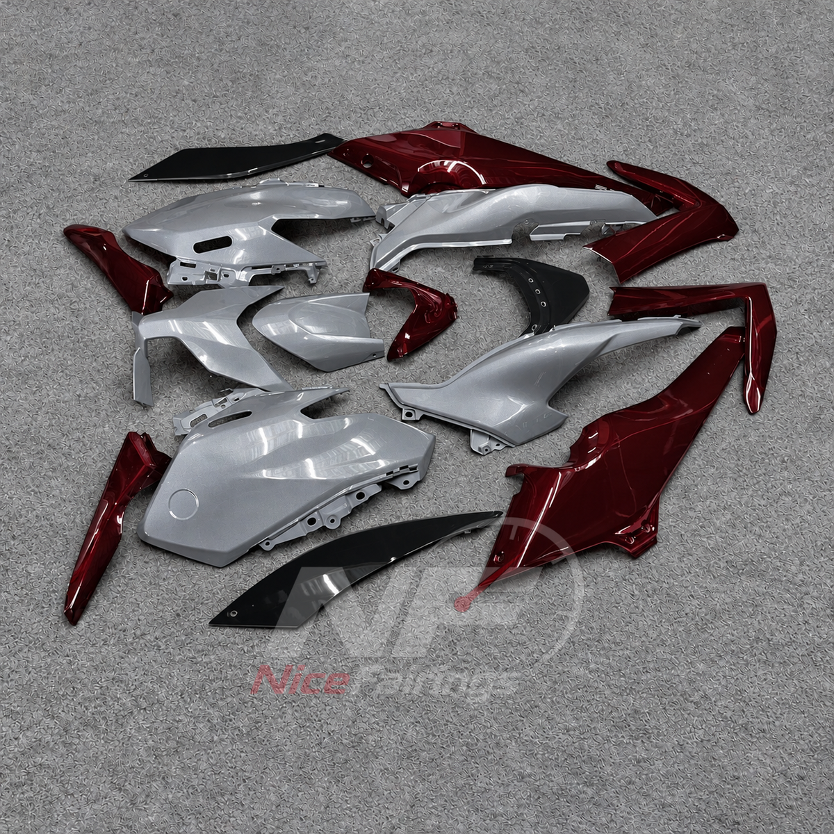 2025-2026 Yamaha TMAX560 ABS fairing kit - Burgundy Silver ABS Bodywork - view 3