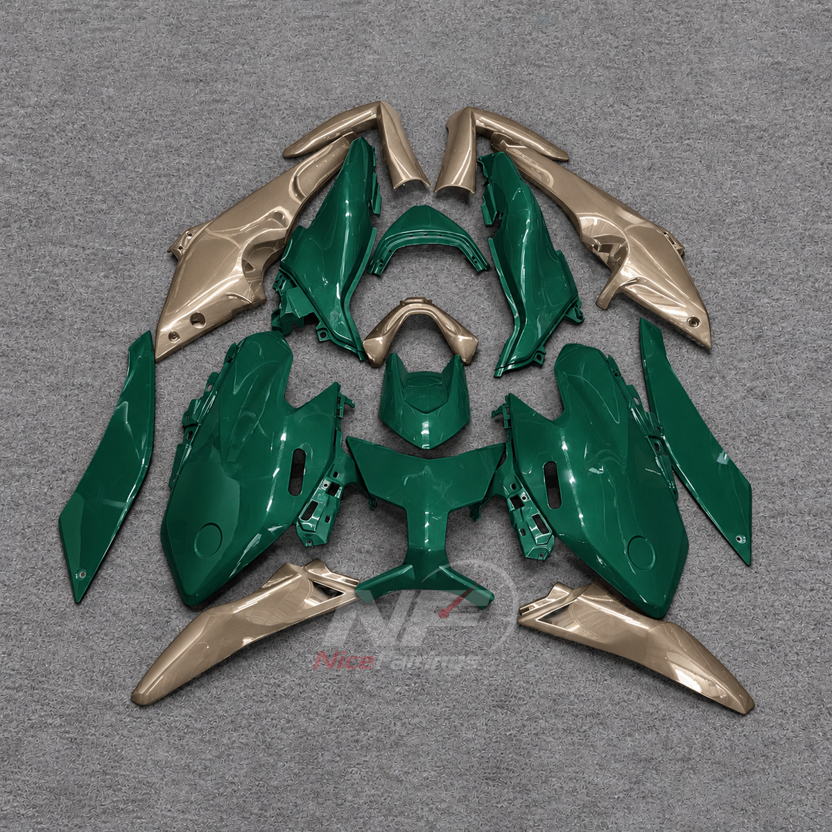 2025-2026 Yamaha TMAX560 ABS fairing kit - Green Champagne ABS Panels - front layout