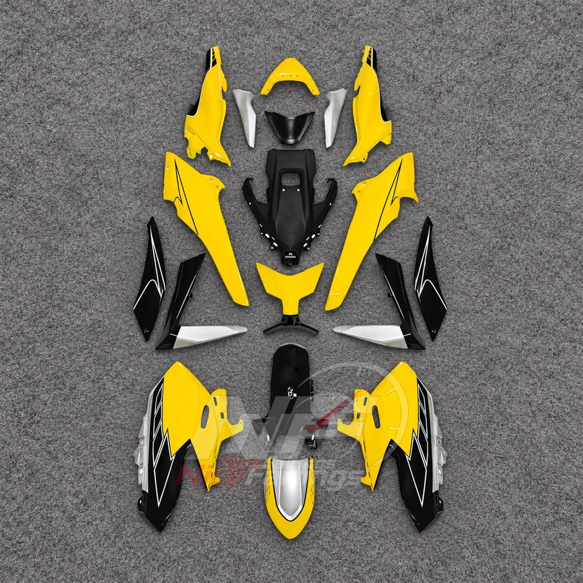 2025-2026 Yamaha TMAX560 ABS fairing kit - Yellow Black Scooter Fairings - front layout