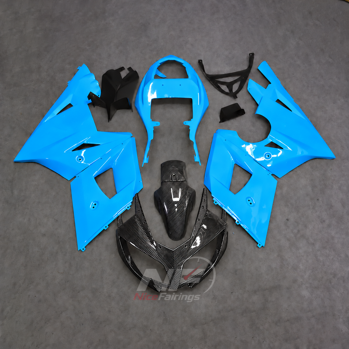 Motorcycle Fairing Kit Fits 2003-2005 TRIUMPH Daytona 600/650 - Carbon Fiber Look ABS Bodywork - Blue Black Carbon Fiber Look | NiceFairings - main product image