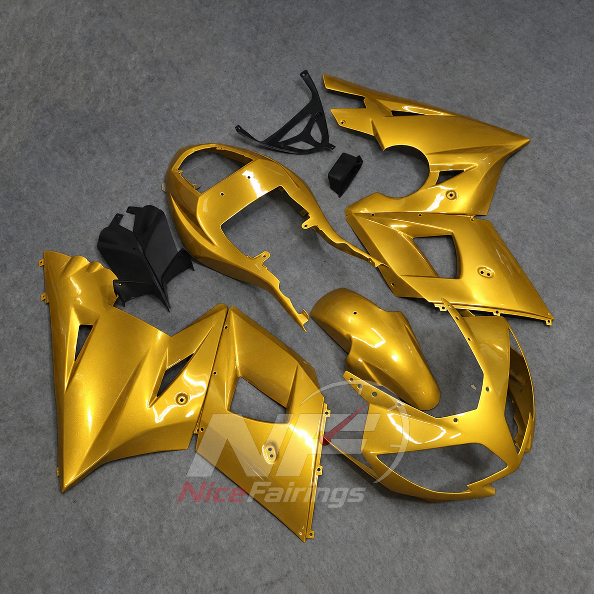 Replacement Fairings Fit 2003-2005 TRIUMPH Daytona 600/650 - Handmade ABS Bodywork - Gold | NiceFairings - front angle image