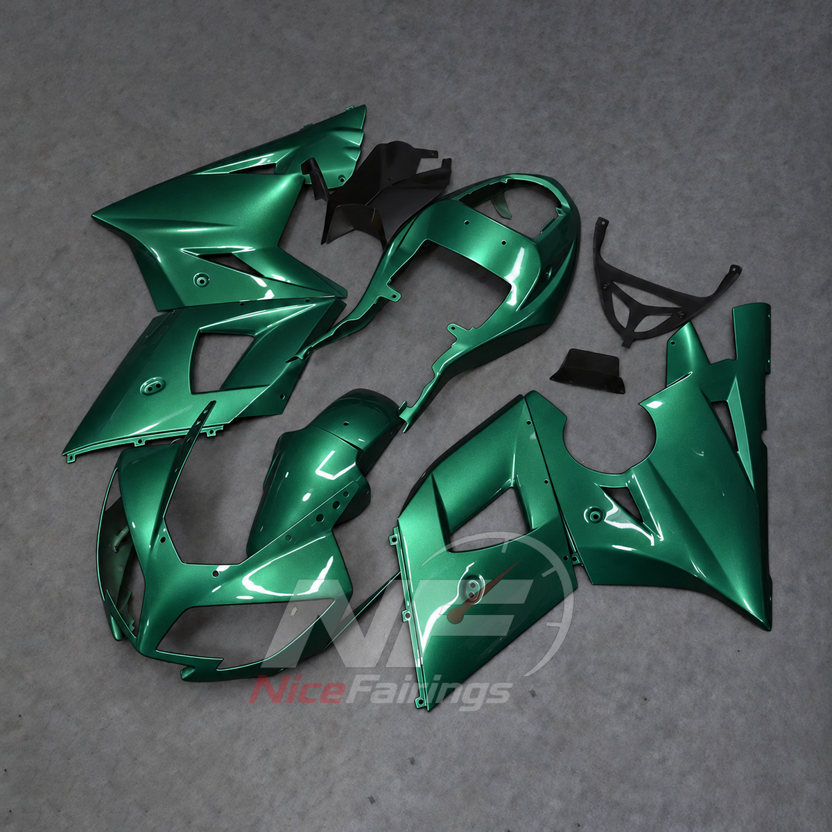 ABS Plastic Fairing Kit Fits 2003-2005 TRIUMPH Daytona 600/650 - Handmade ABS Bodywork - Green | NiceFairings - side angle image
