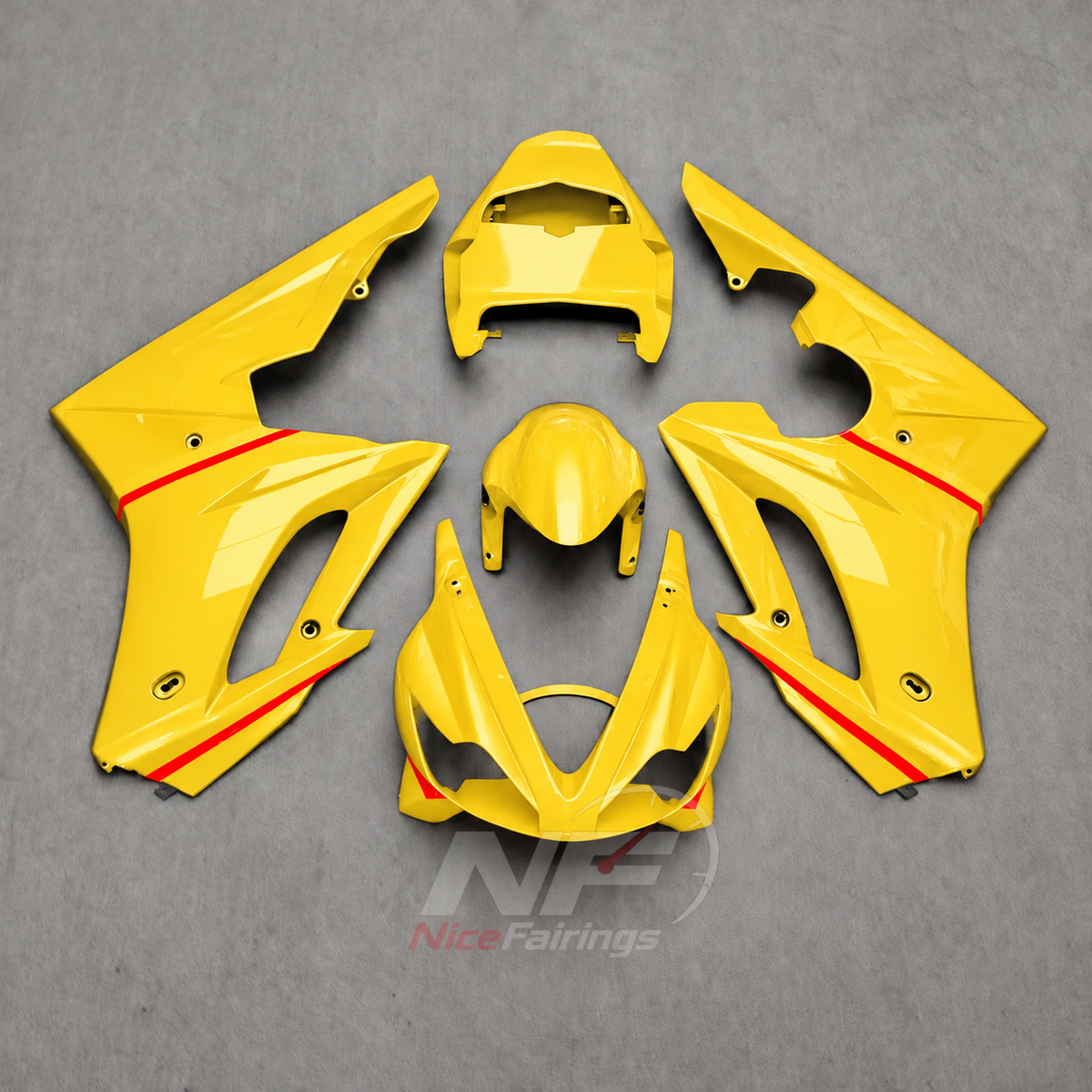 Motorcycle Fairing Kit Fits 2006-2008 TRIUMPH Daytona 675 - ABS Plastic Bodywork - Grey Black Yellow Detail | NiceFairings - paint design NO.7 option image