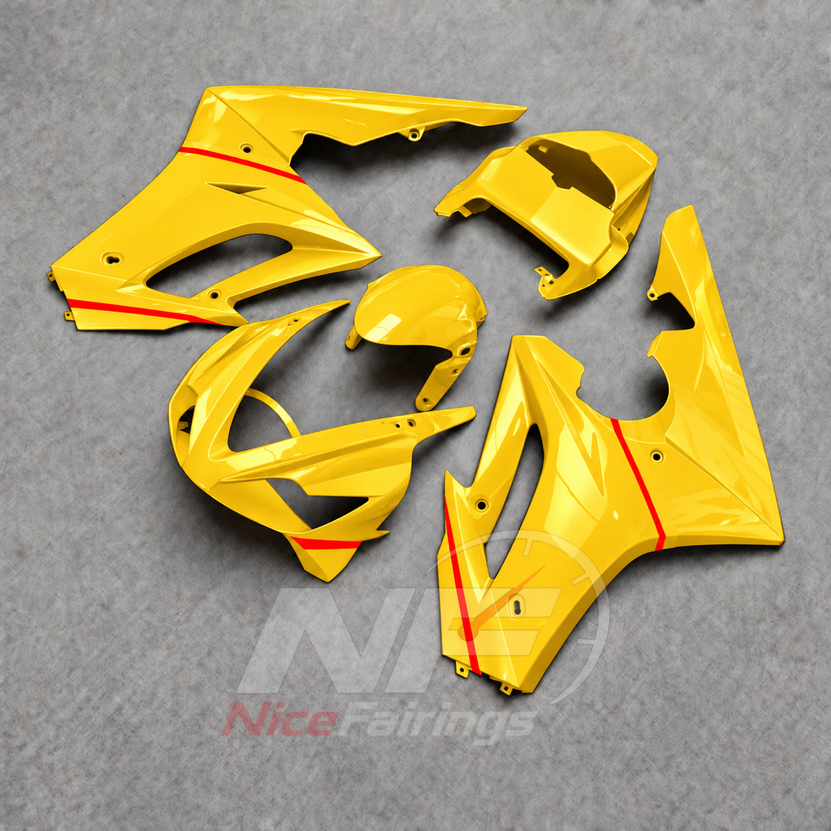 Fairings Kit Fits 2006-2008 TRIUMPH Daytona 675 - ABS Plastic Bodywork - Yellow Red Accent | NiceFairings - front angle image
