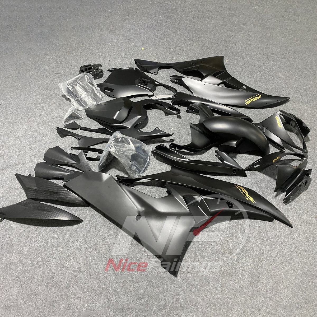 Aftermarket Gray ABS Motorcycle Fairings Compatible with YAMAHA YZF-R6 RJ11 2006-2007 | NiceFairings - side angle image