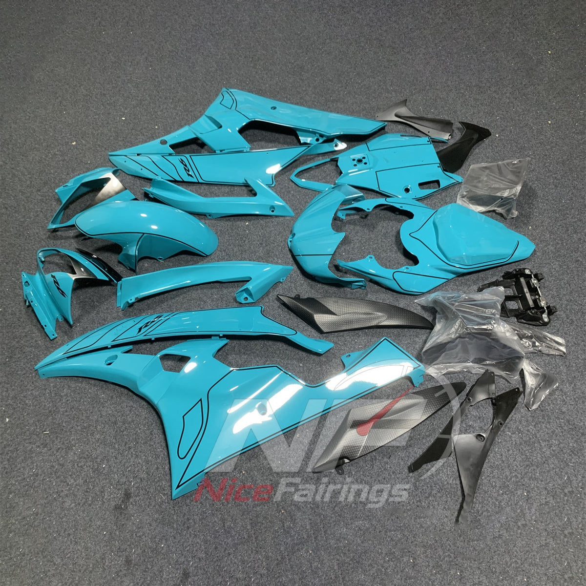 Aftermarket Blue Replacement Body Panels Compatible with 2006-2007 YAMAHA YZF-R6 RJ11 | NiceFairings - front angle image