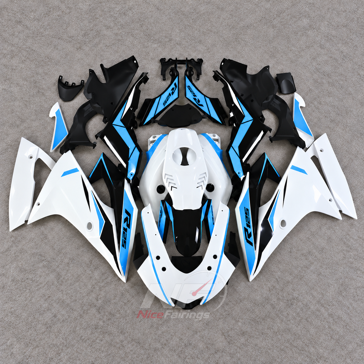 Motorcycle Fairing Kit Fits 2019-2022 YAMAHA YZF-R125 - ABS Plastic Bodywork - Light Blue White Black | NiceFairings - main product image