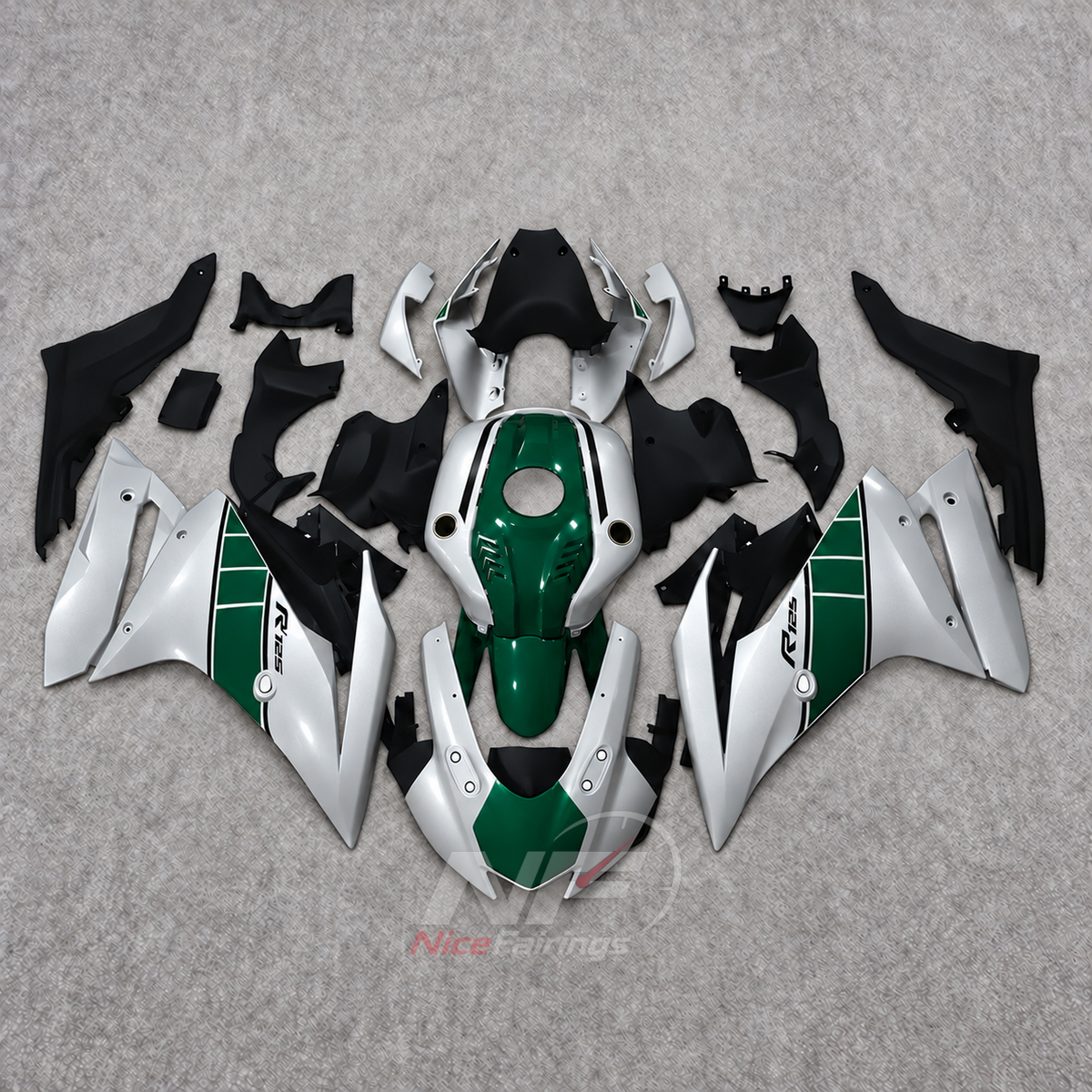Aftermarket Fairing Kit Fits 2019-2022 YAMAHA YZF-R125 - ABS Plastic Bodywork - Green White Black | NiceFairings - main product image