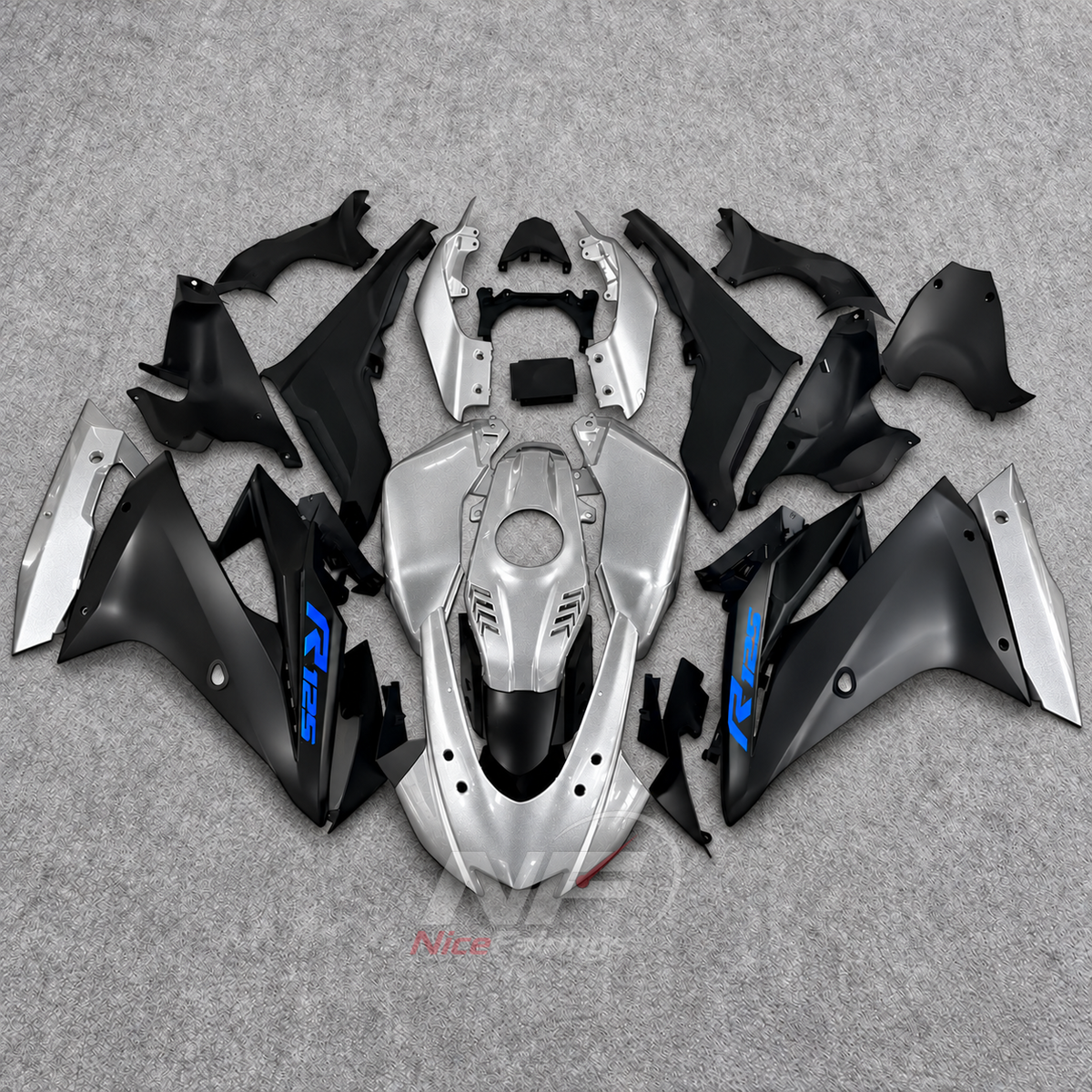 Motorcycle Fairing Kit Fits 2019-2022 YAMAHA YZF-R125 - ABS Plastic Bodywork - Light Blue White Black | NiceFairings - paint design NO.5 option image