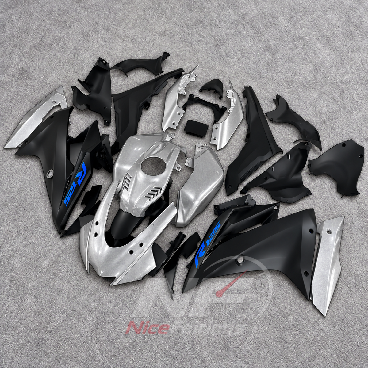 Sportbike Fairing Kit Fits 2019-2022 YAMAHA YZF-R125 - ABS Plastic Bodywork - Silver Black Blue | NiceFairings - side angle image