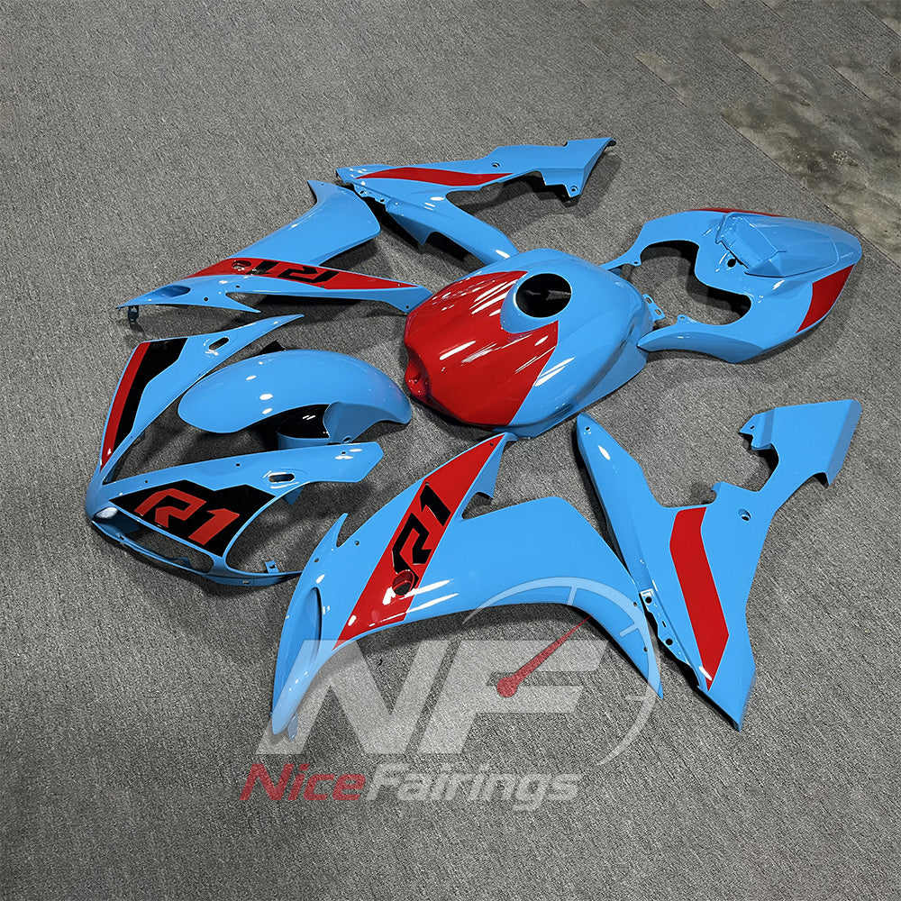 ABS Injection Fairing Kit Fits YAMAHA YZF-R1 RN12 2004-2006 - Sky Blue Graphic | NiceFairings - front angle image
