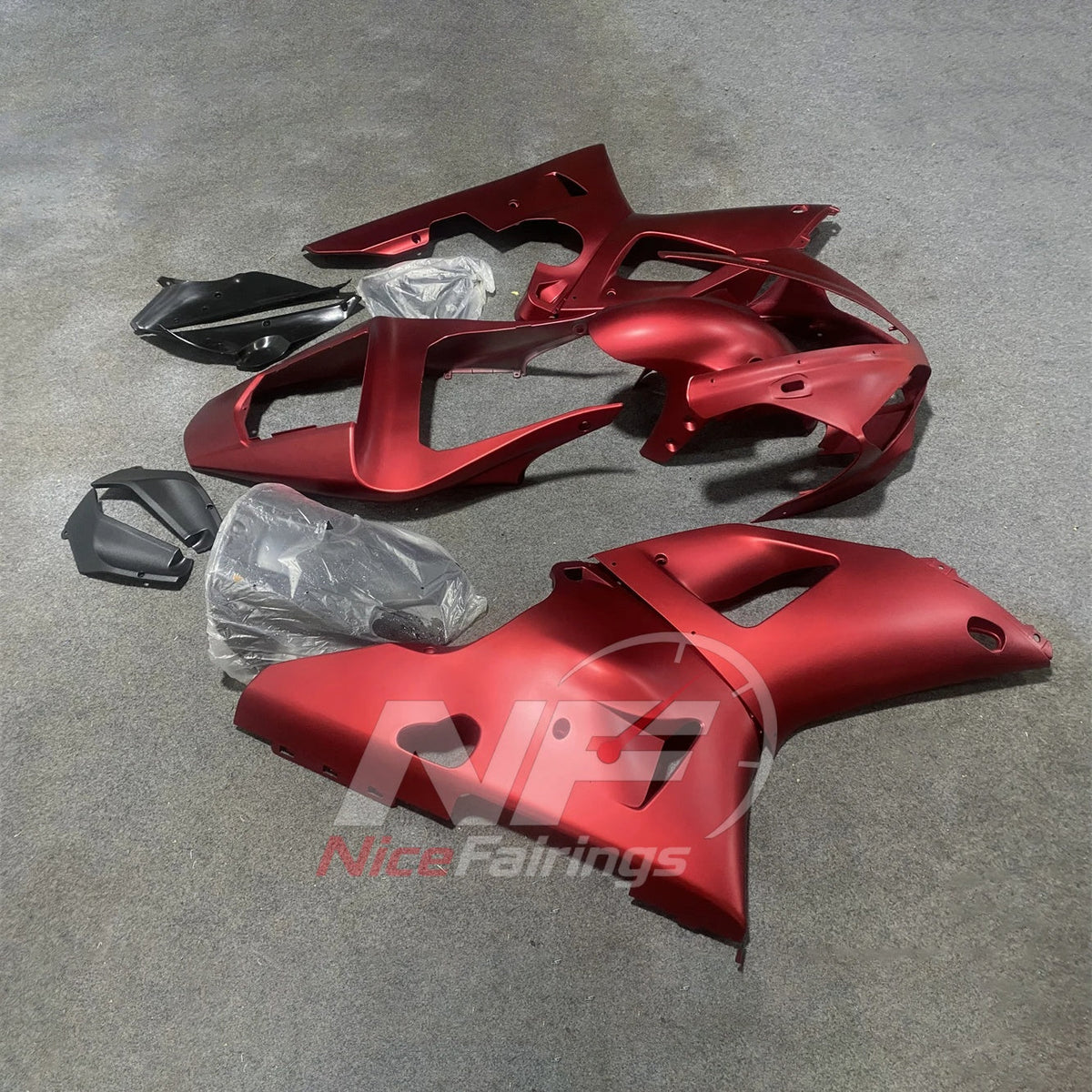 ABS Injection Fairing Kit Fits YAMAHA YZF-R1 RN04 2000-2001 - Satin Red | NiceFairings - side angle image