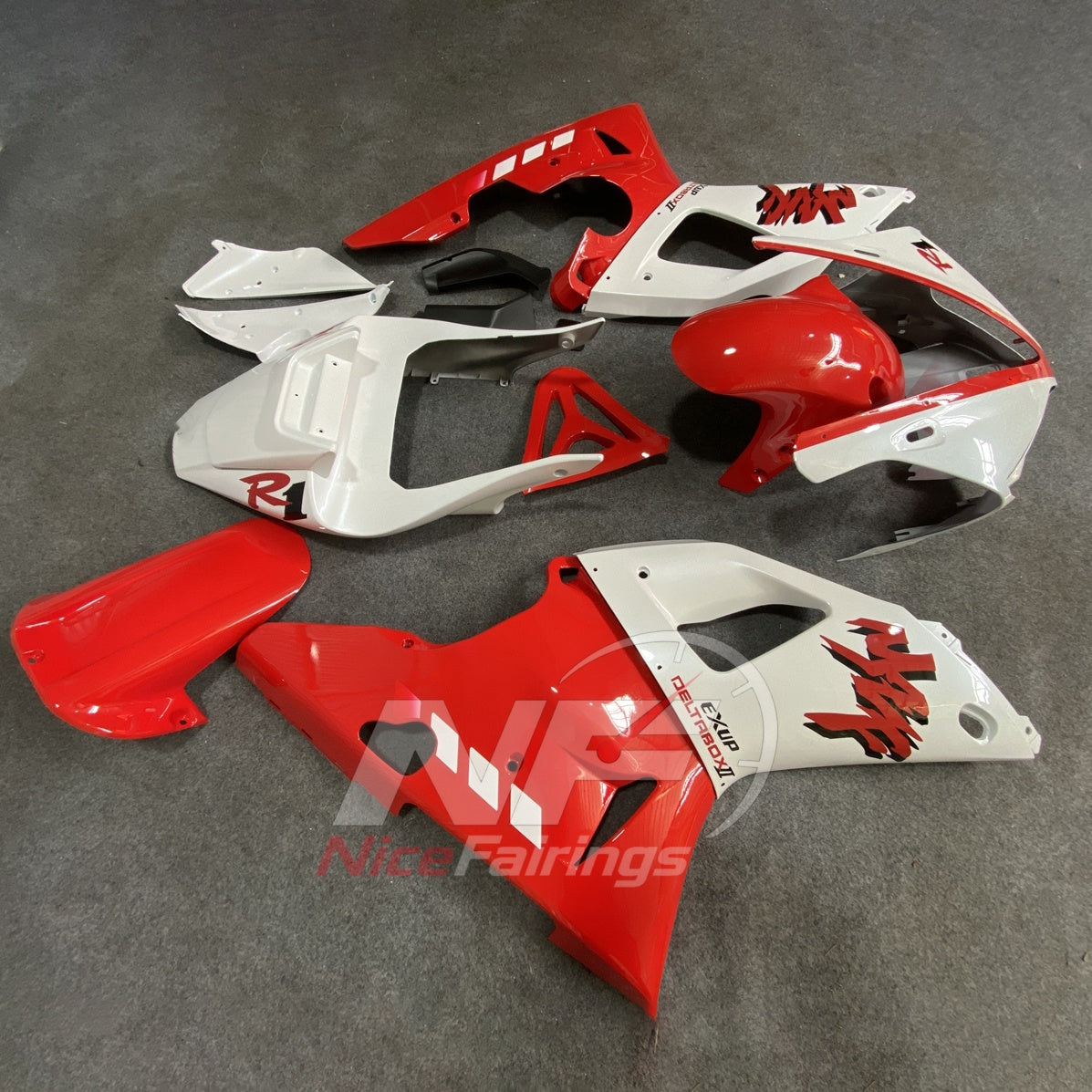 ABS Plastic Cowling Kit Fits YAMAHA YZF-R1 RN04 2000-2001 - Red White Graphic | NiceFairings - side angle image
