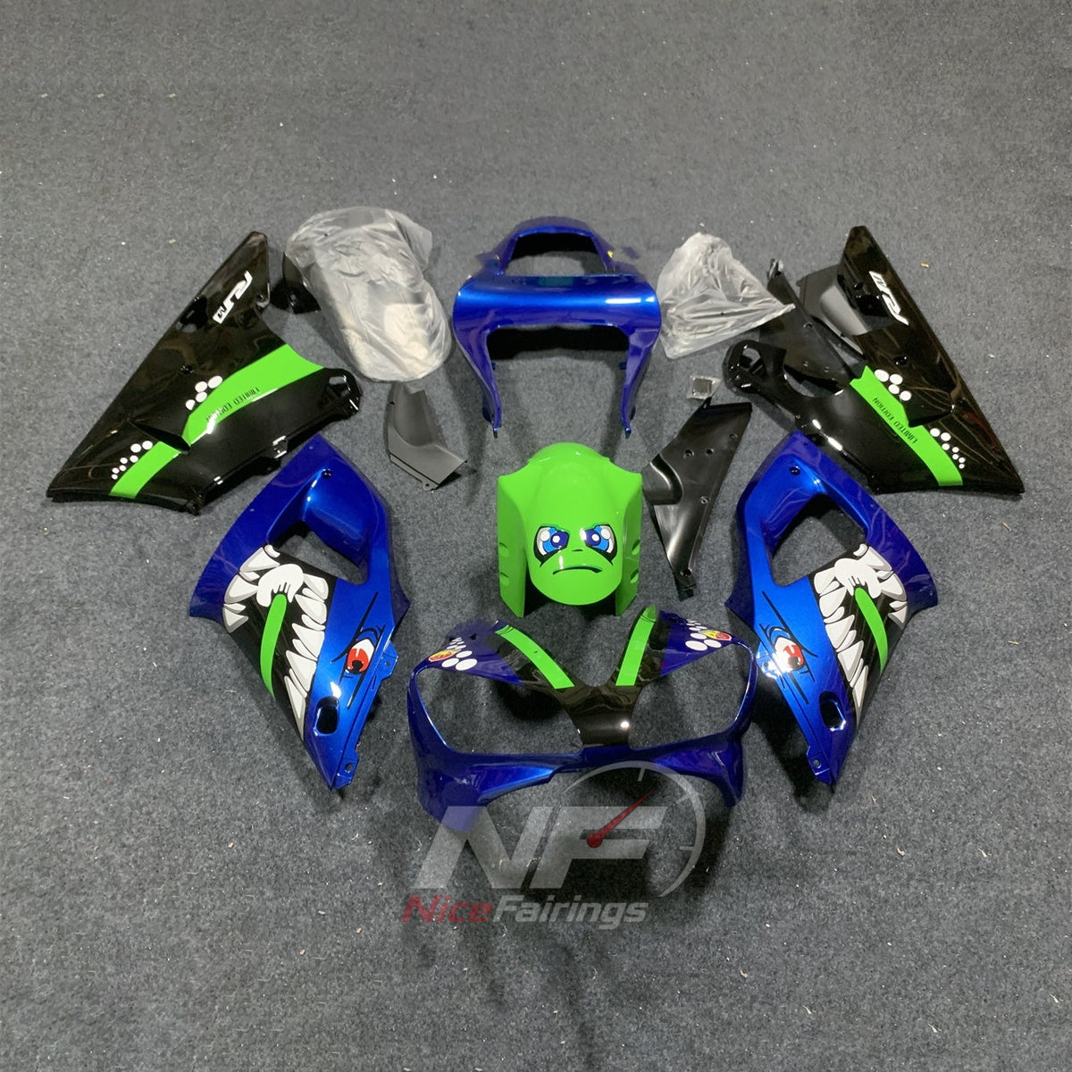 Motorcycle ABS Fairing Kit Fits YAMAHA YZF-R1 RN04 2000-2001 - Shark Graphic | NiceFairings - main product image