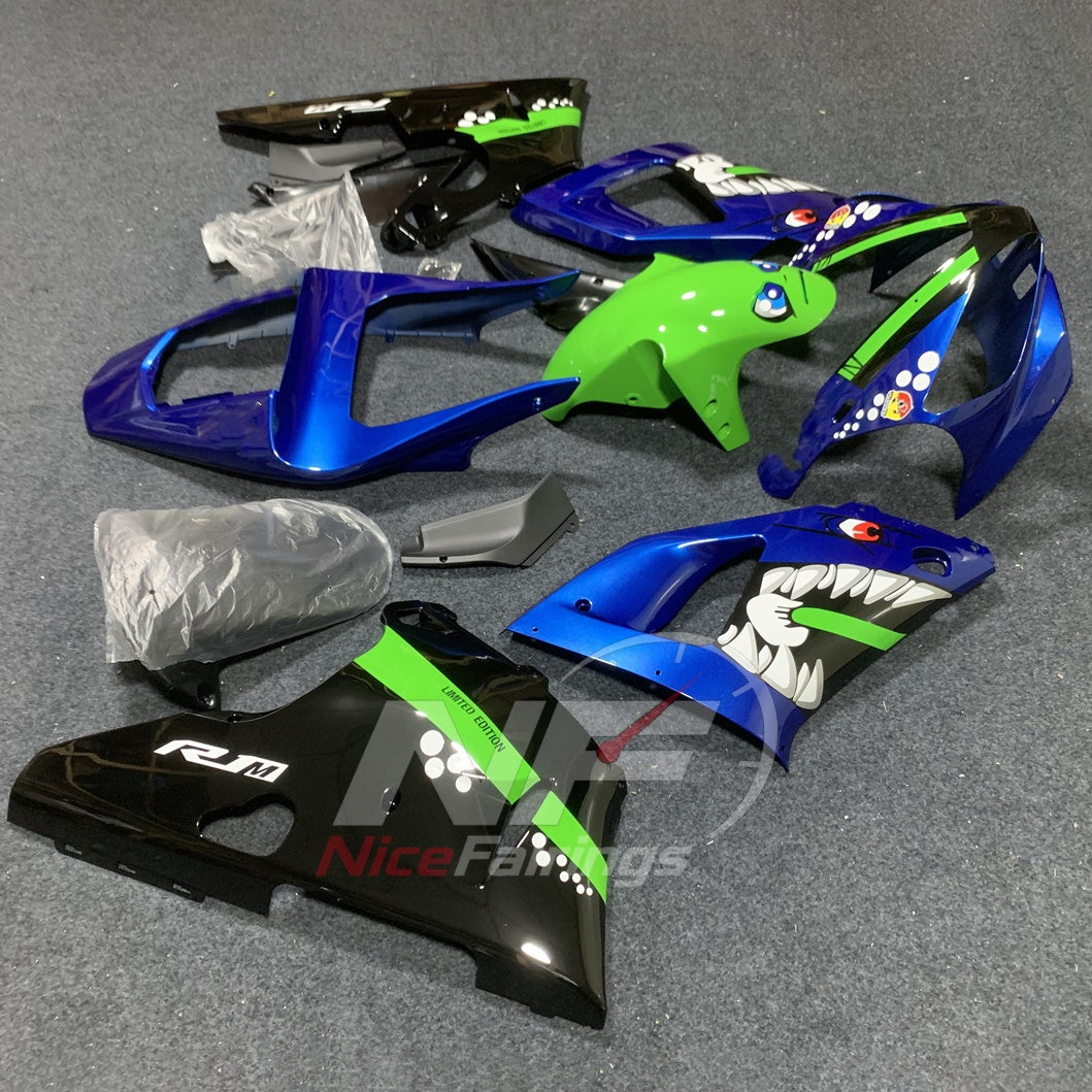 Motorcycle ABS Fairing Kit Fits YAMAHA YZF-R1 RN04 2000-2001 - Shark Graphic | NiceFairings - side angle image