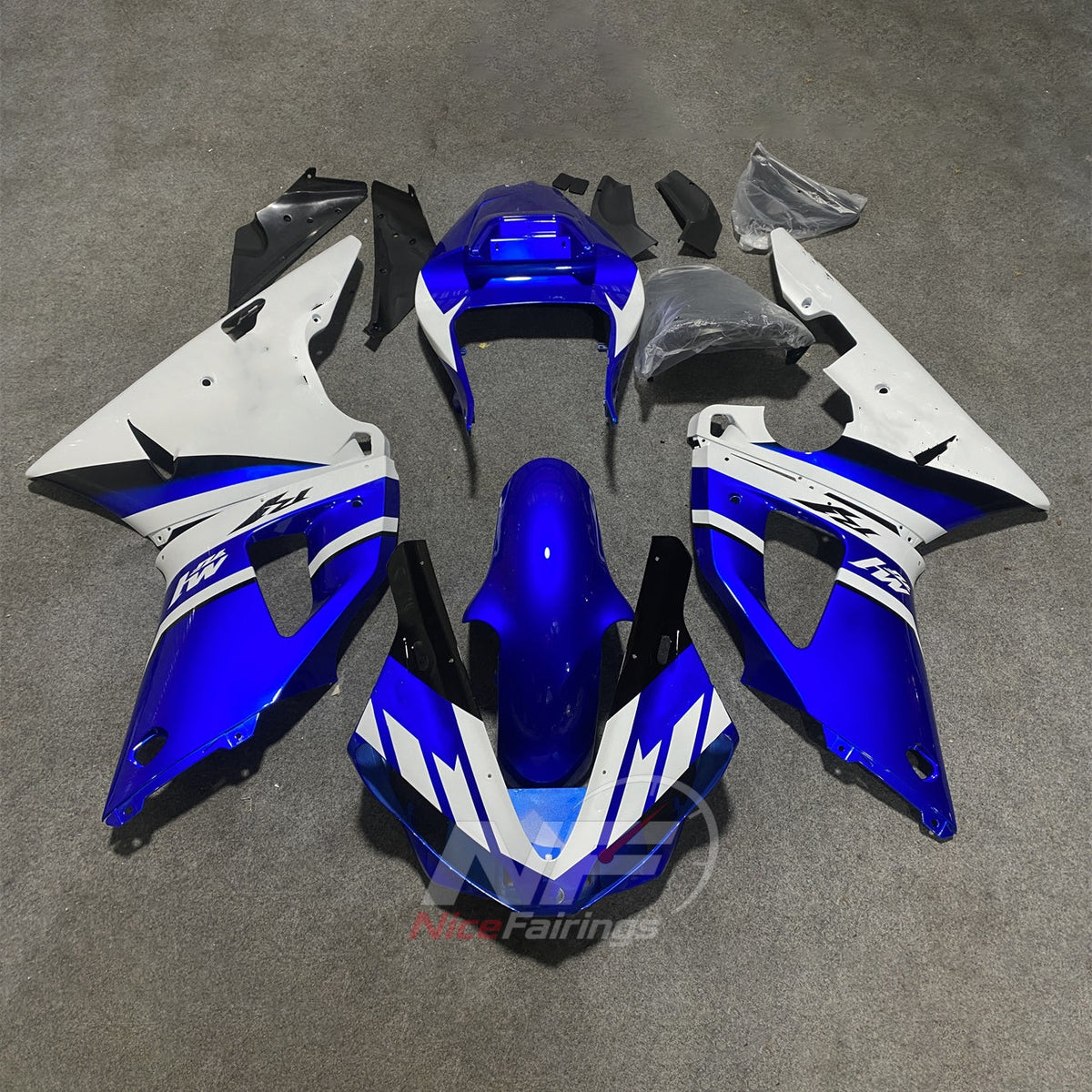 Injection-Molded ABS Bodywork Set Compatible with YAMAHA YZF-R1 RN04 2000-2001 - Blue White | NiceFairings - main product image