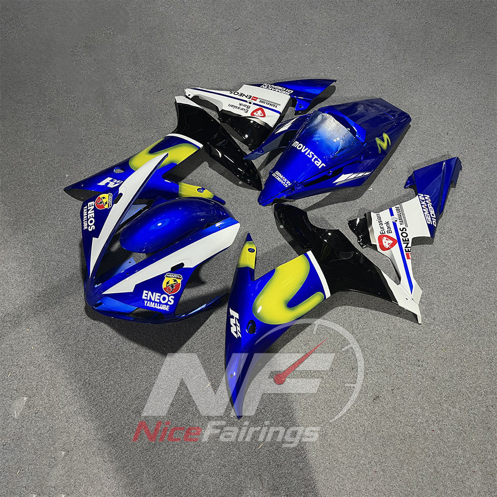 ABS Injection Fairing Kit Fits YAMAHA YZF-R1 RN09 2002-2003 - Blue Racing Graphic | NiceFairings - side angle image