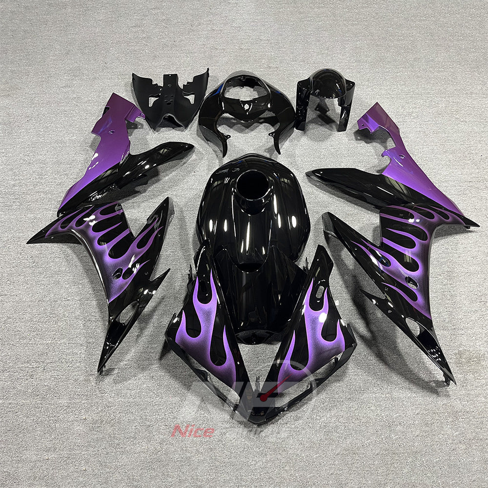 ABS Fairing Panel Kit Fits YAMAHA YZF-R1 RN12 2004-2006 - Purple Flame Graphic | NiceFairings - main product image