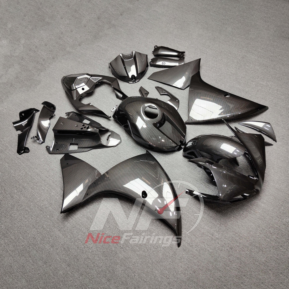 ABS Injection Fairing Kit Fits YAMAHA YZF-R1 RN22 2009-2011 - Carbon-Fiber-Style | NiceFairings - front angle image