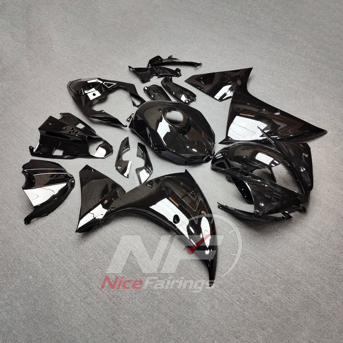 Injection-Molded ABS Bodywork Set Fits YAMAHA YZF-R1 RN22 2012-2014 - Gloss Black | NiceFairings - front angle image