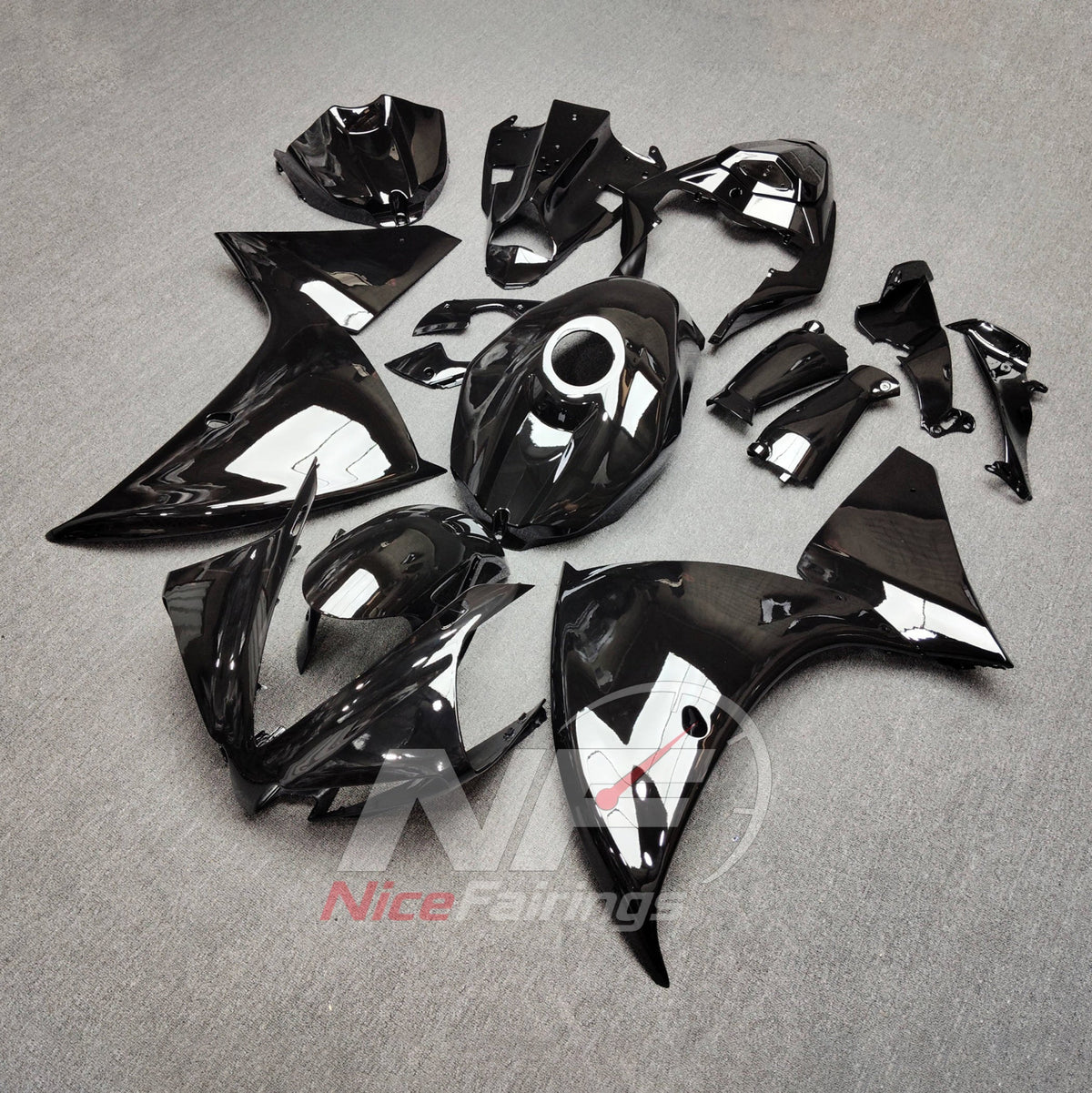 Injection-Molded ABS Bodywork Set Fits YAMAHA YZF-R1 RN22 2012-2014 - Gloss Black | NiceFairings - side angle image
