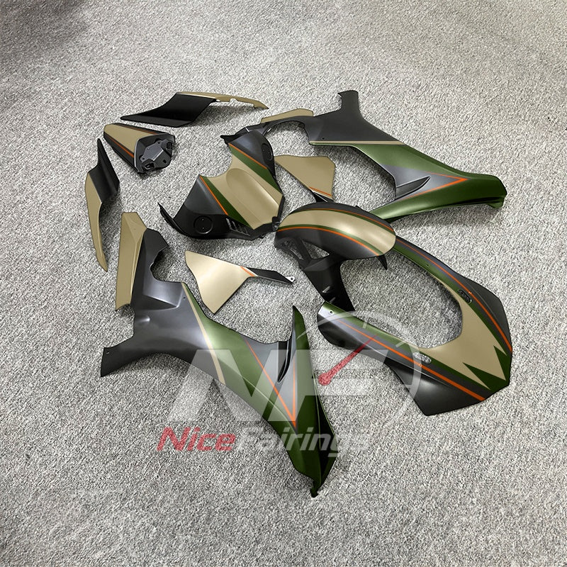 For Yamaha YZF-R1 2015-2019 Green Gold Motorcycle Fairings | NiceFairings - side angle image