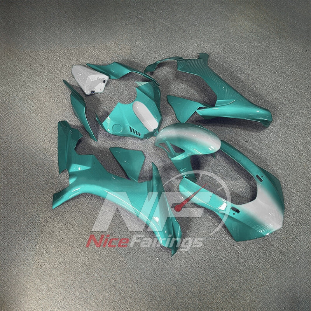 For Yamaha YZF-R1 2015-2019 Teal White Motorcycle Fairings | NiceFairings - side angle image