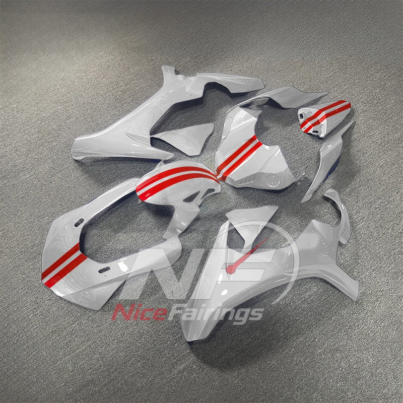 For Yamaha YZF-R1 2015-2019 Silver Red Motorcycle Fairings | NiceFairings - side angle image