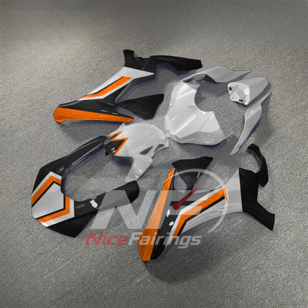For Yamaha YZF-R1 2015-2019 Black White Orange Motorcycle Fairings | NiceFairings - front angle image