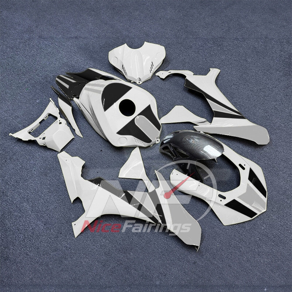 For Yamaha YZF-R1 2015-2019 White Black Motorcycle Fairings | NiceFairings - side angle image