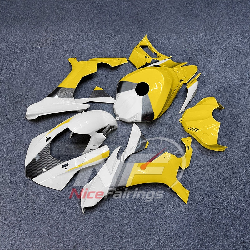 For Yamaha YZF-R1 2015-2019 Yellow White Black Motorcycle Fairings | NiceFairings - front angle image