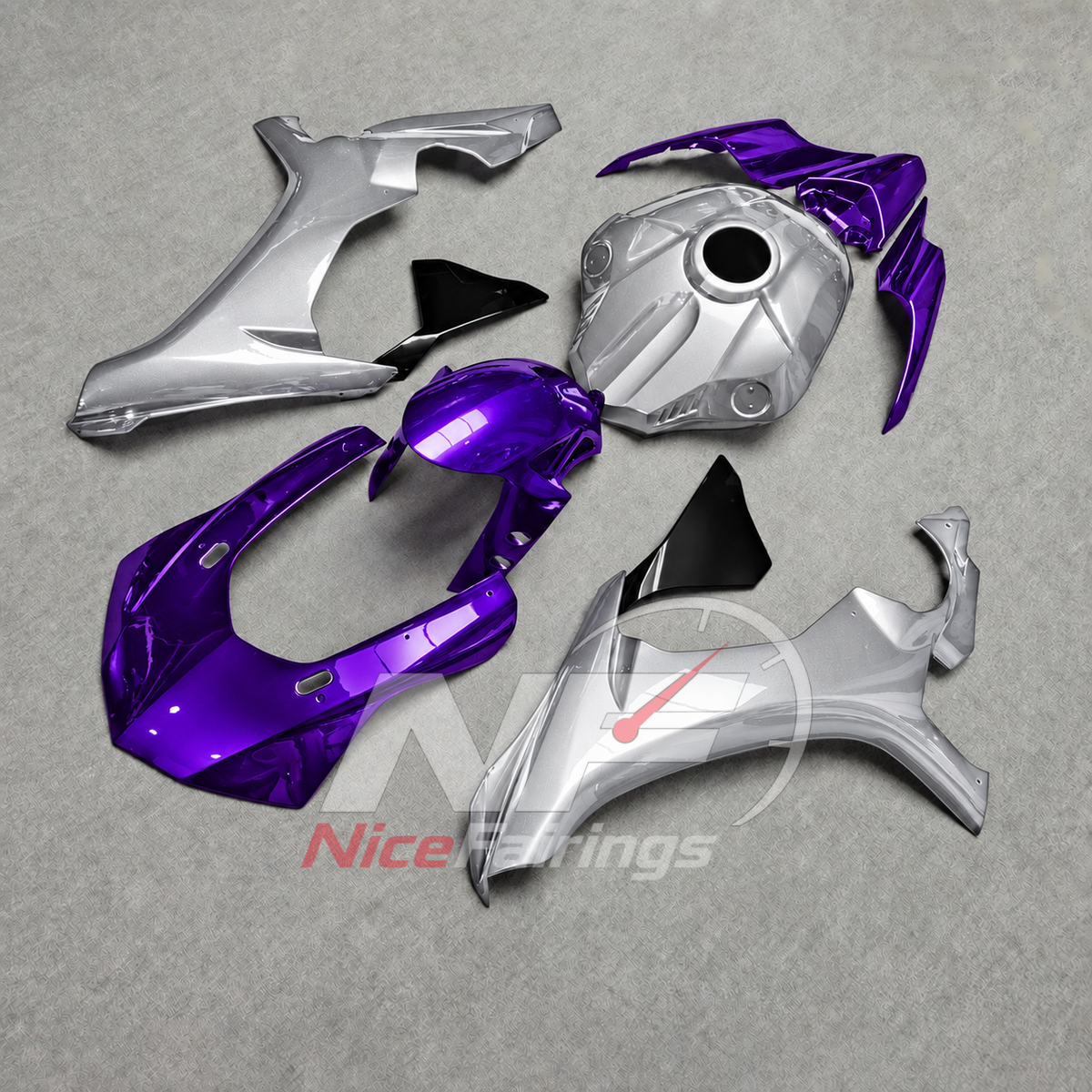 For Yamaha YZF-R1 2015-2019 Purple Silver Motorcycle Fairings | NiceFairings - front angle image