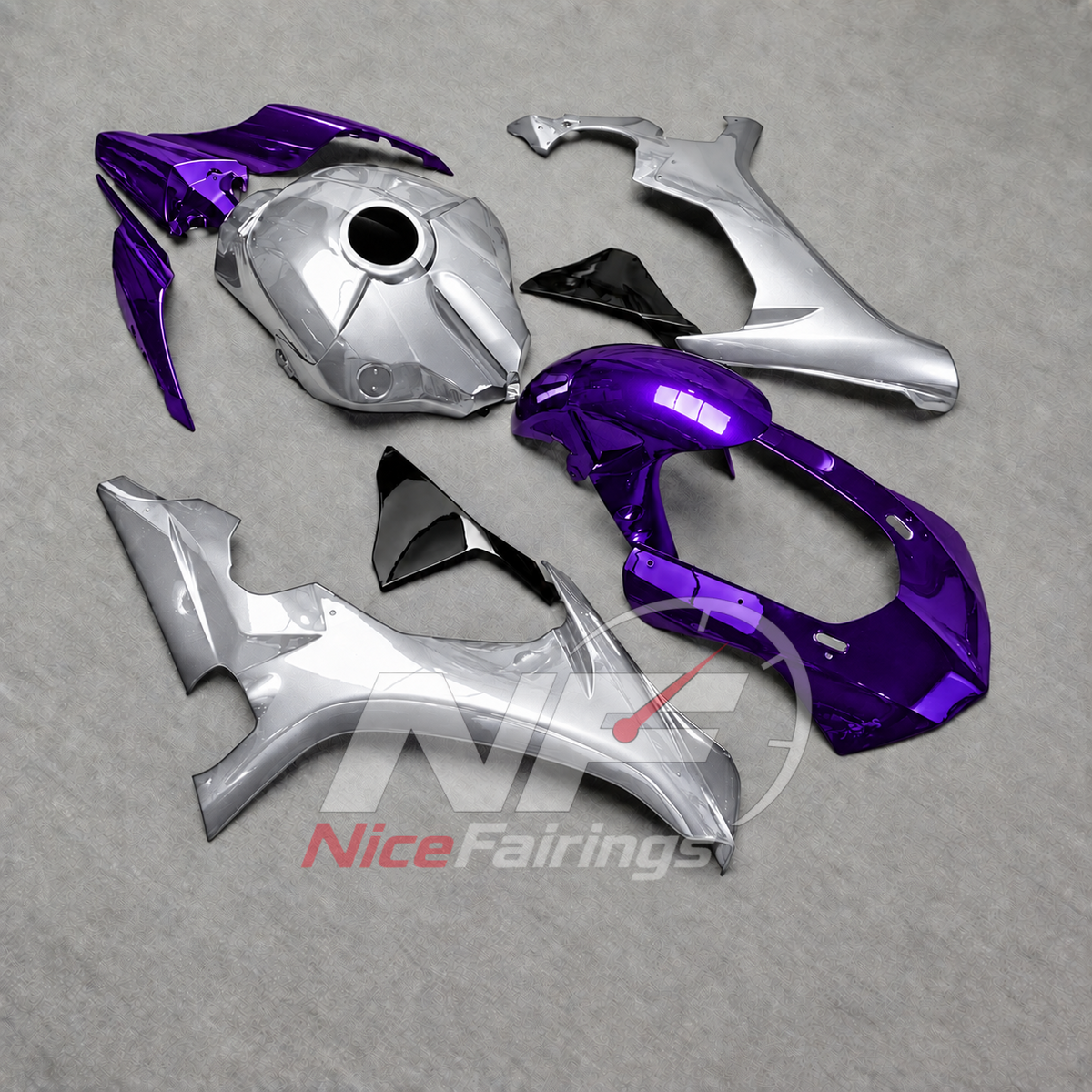 For Yamaha YZF-R1 2015-2019 Purple Silver Motorcycle Fairings | NiceFairings - side angle image