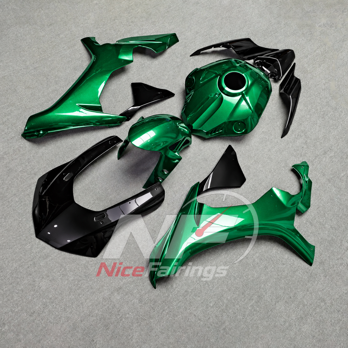 For Yamaha YZF-R1 2015-2019 Green Black Motorcycle Fairings | NiceFairings - front angle image