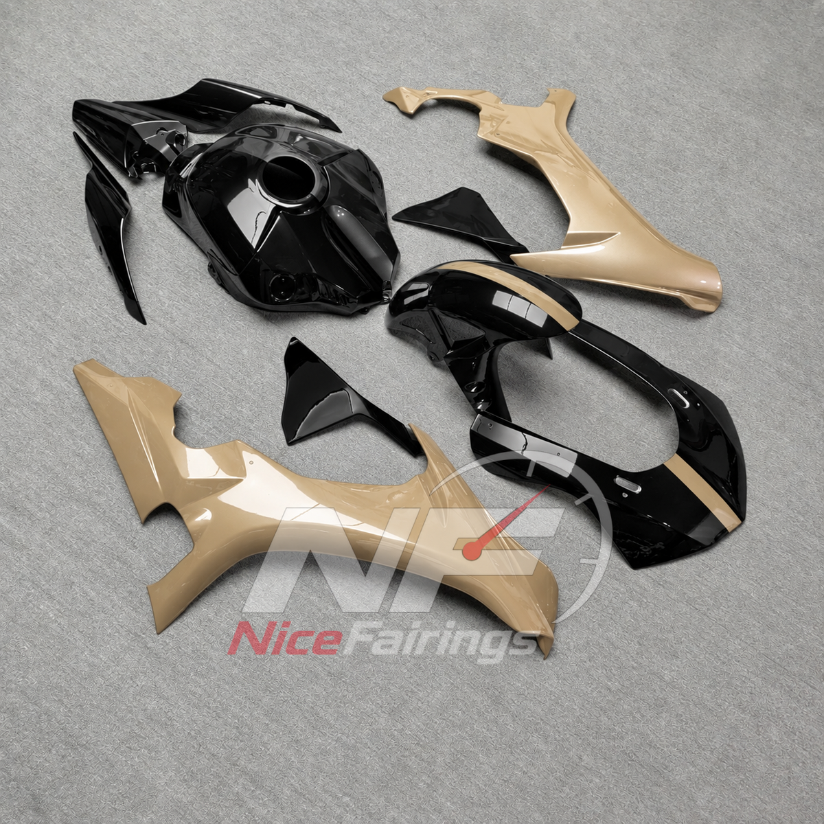 For Yamaha YZF-R1 2015-2019 Beige Black Motorcycle Fairings | NiceFairings - front angle image