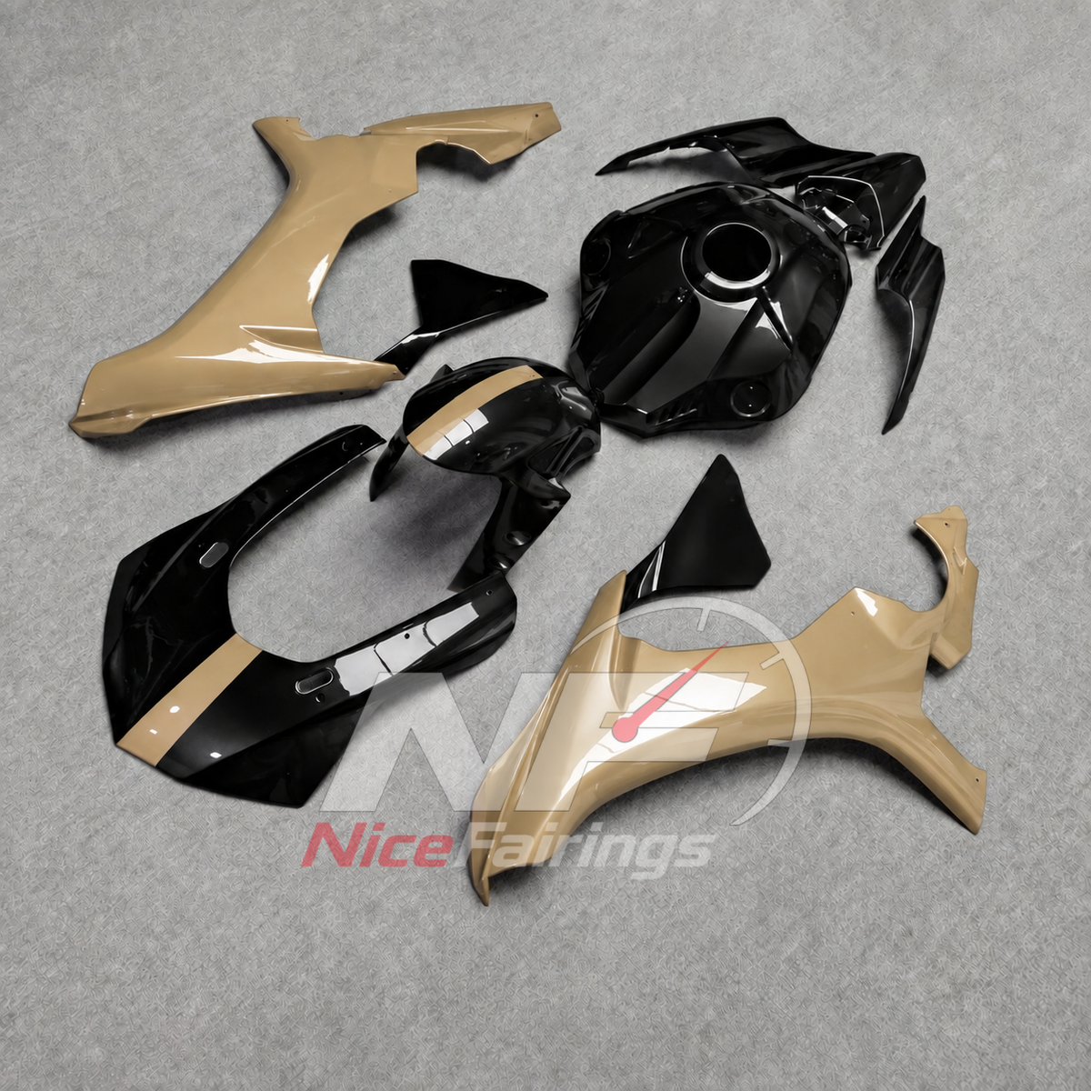 For Yamaha YZF-R1 2015-2019 Beige Black Motorcycle Fairings | NiceFairings - side angle image