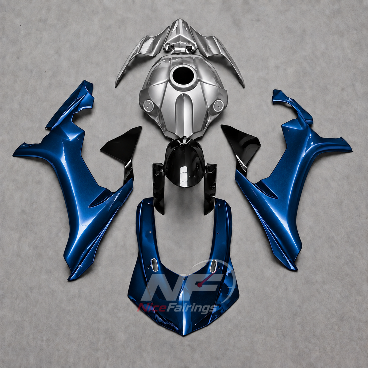 For Yamaha YZF-R1 2015-2019 Turquoise Silver Motorcycle Fairings | NiceFairings - paint design NO.6 option image