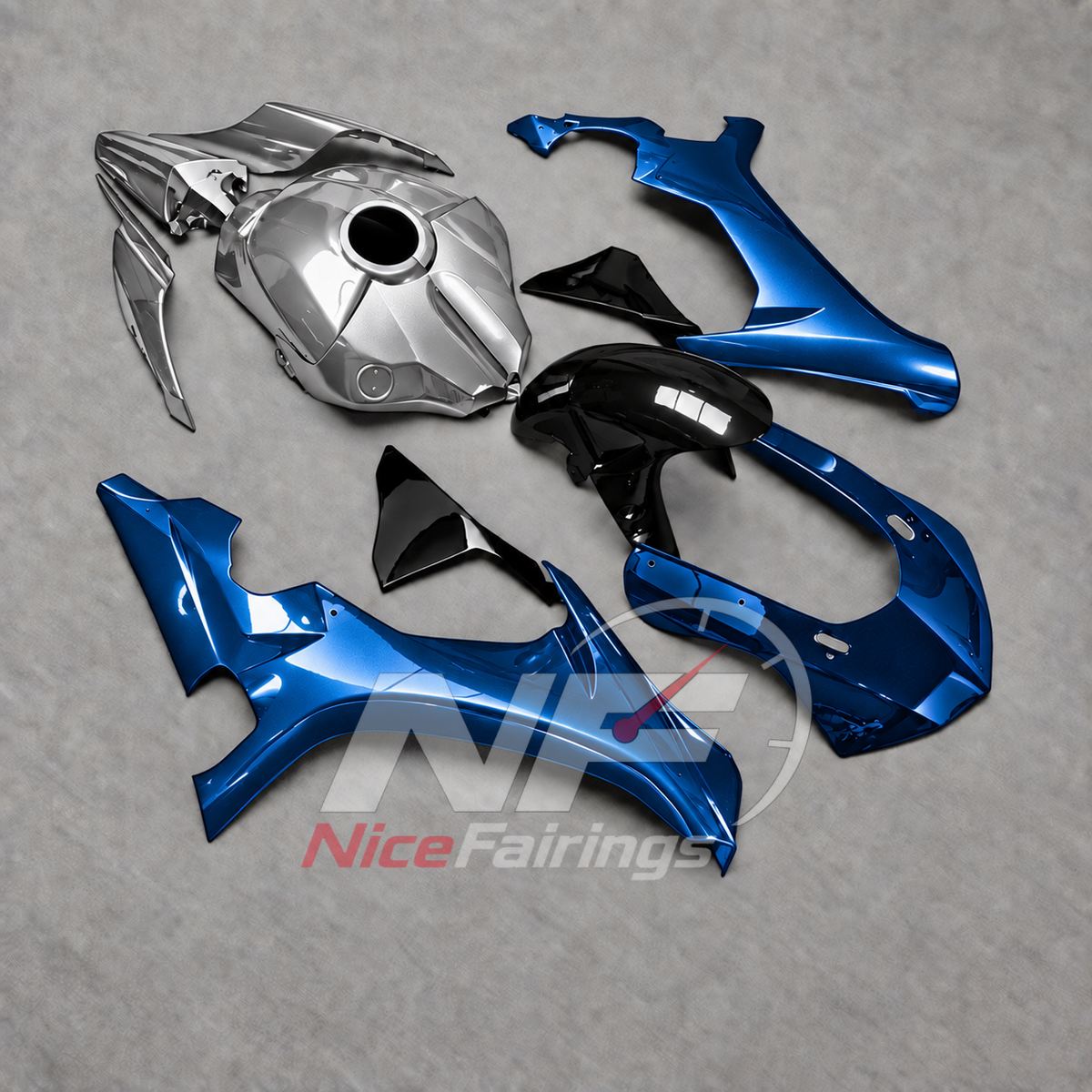 For Yamaha YZF-R1 2015-2019 Blue Silver Motorcycle Fairings | NiceFairings - side angle image