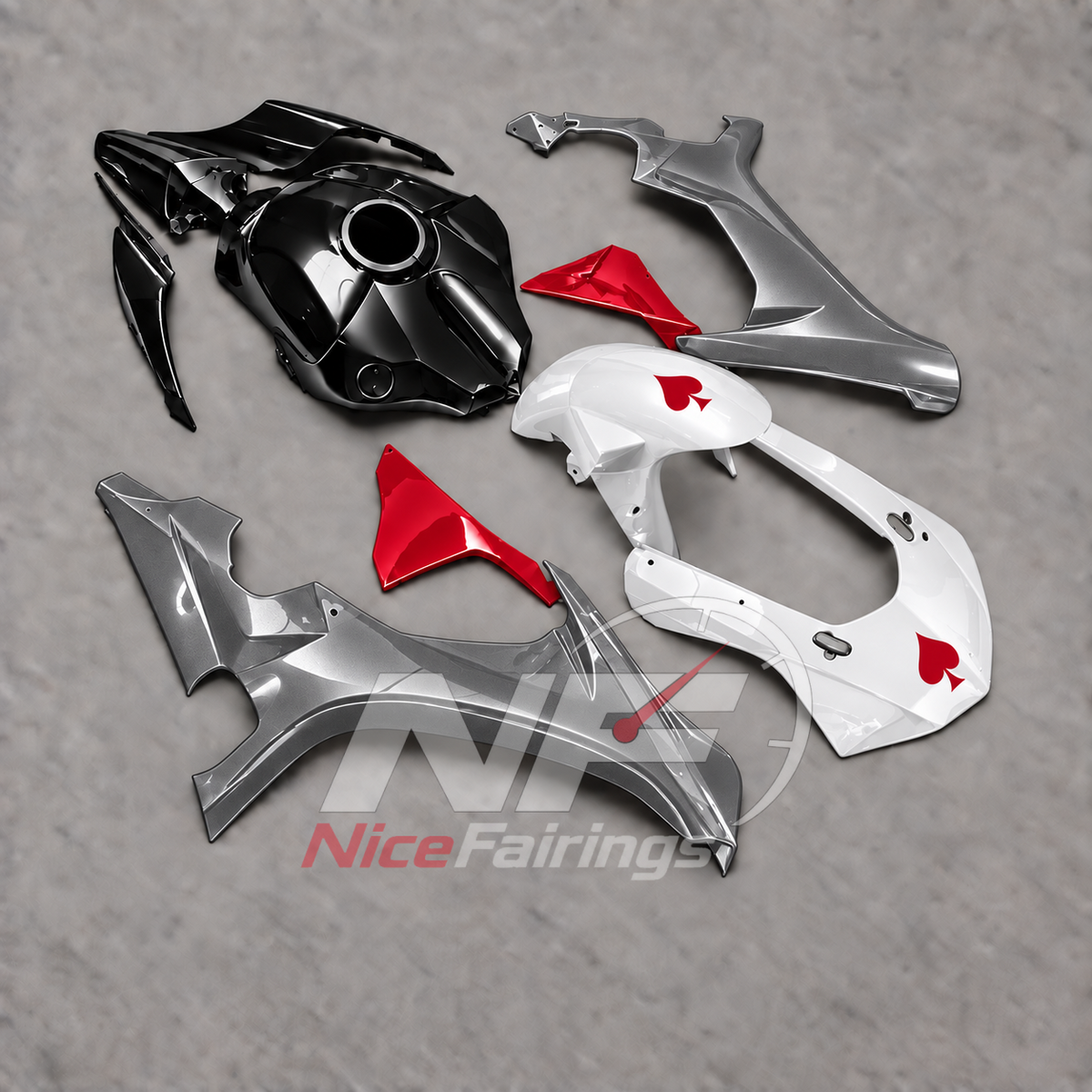 For Yamaha YZF-R1 2015-2019 Grey Black Red White Motorcycle Fairings | NiceFairings - front angle image