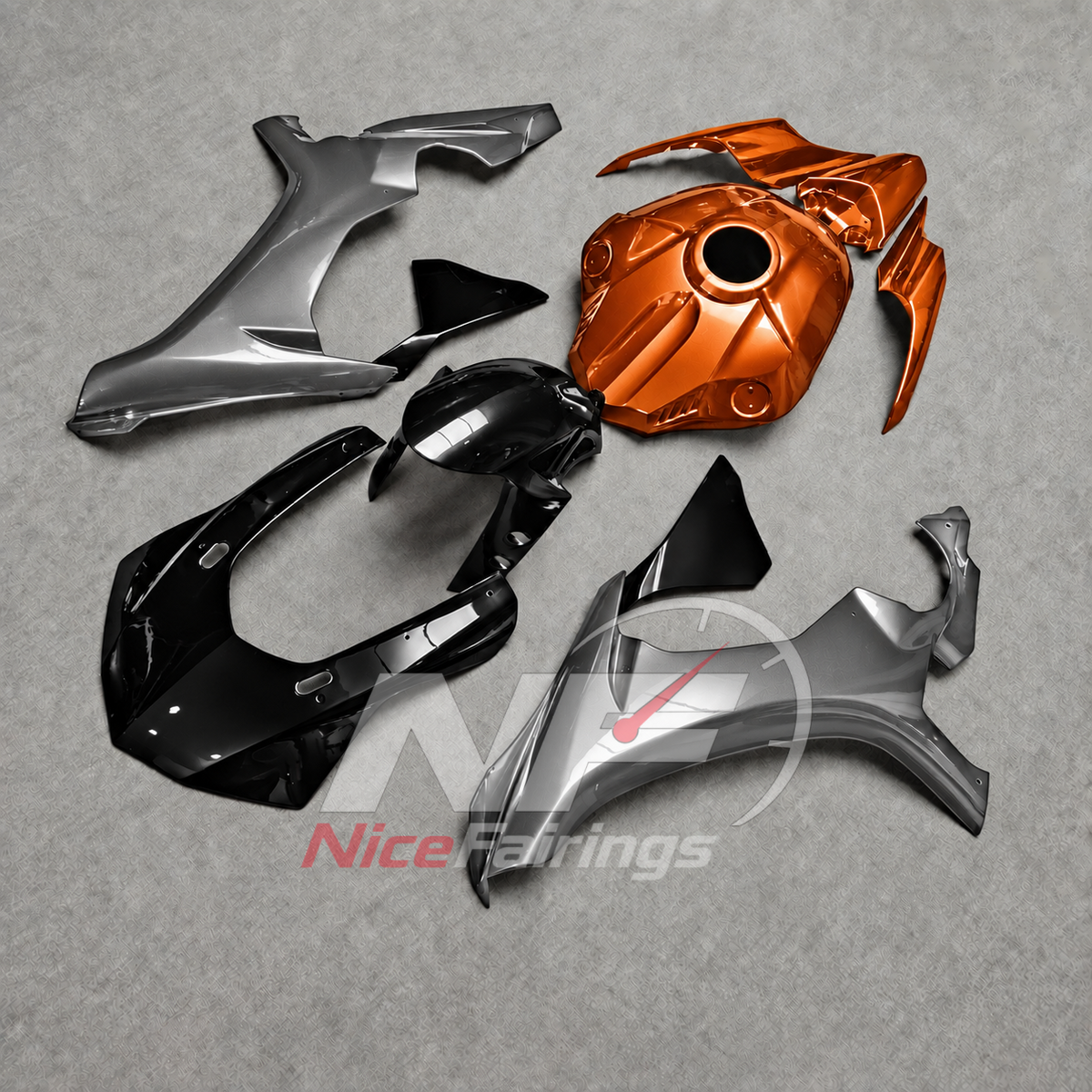 For Yamaha YZF-R1 2015-2019 Orange Grey Motorcycle Fairings | NiceFairings - front angle image