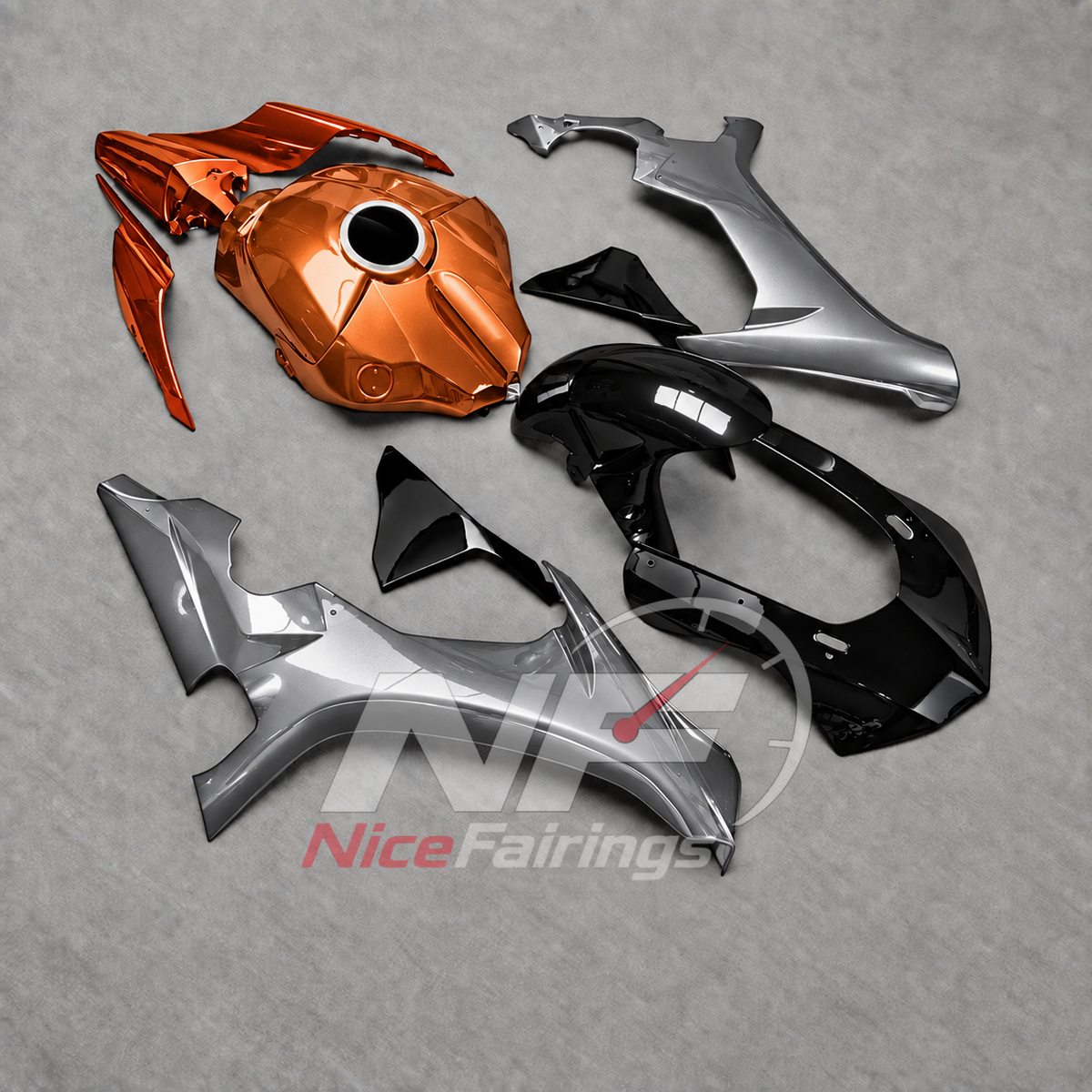 For Yamaha YZF-R1 2015-2019 Orange Grey Motorcycle Fairings | NiceFairings - side angle image