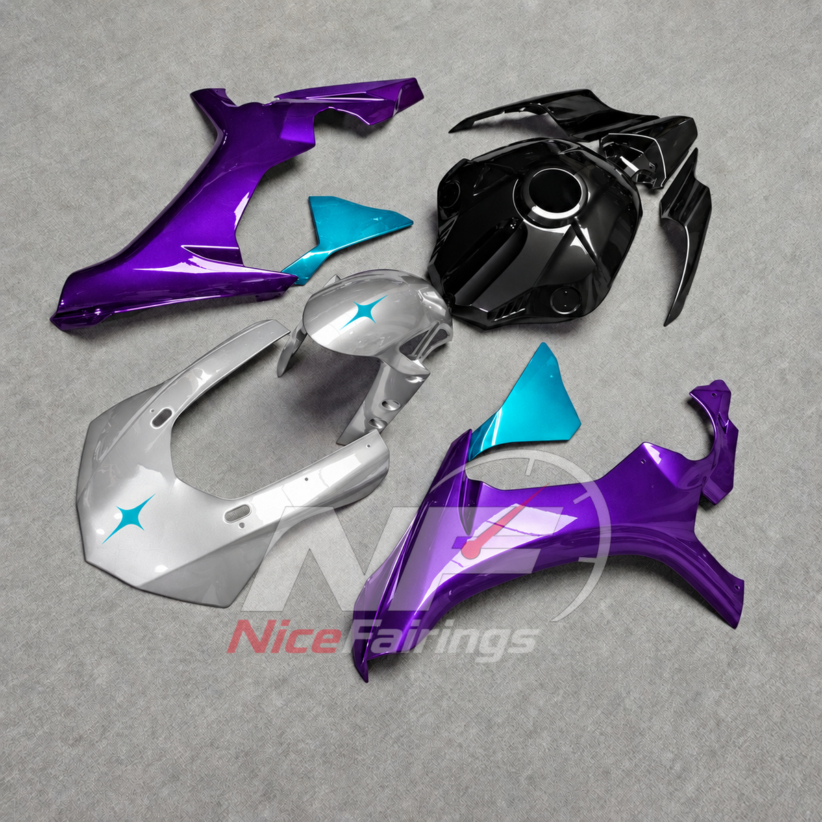 For Yamaha YZF-R1 2015-2019 Purple Black Turquoise Motorcycle Fairings | NiceFairings - front angle image