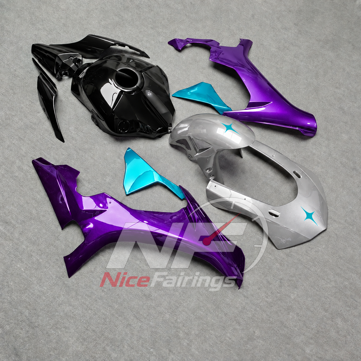 For Yamaha YZF-R1 2015-2019 Purple Black Turquoise Motorcycle Fairings | NiceFairings - side angle image