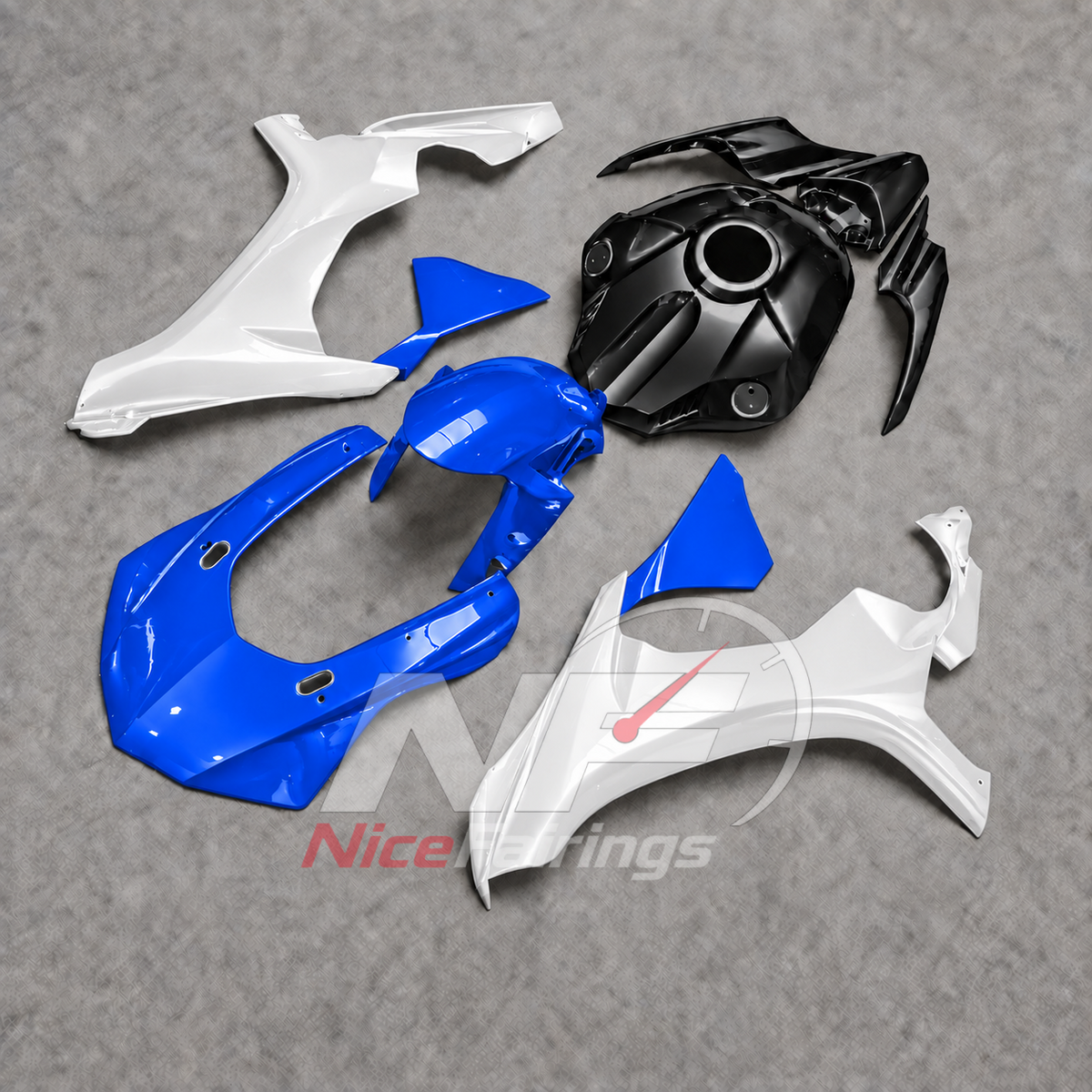 For Yamaha YZF-R1 2015-2019 White Blue Black Motorcycle Fairings | NiceFairings - front angle image