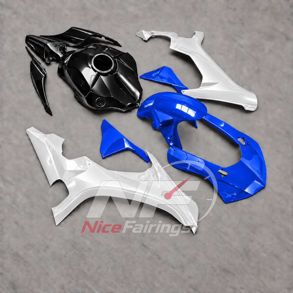 For Yamaha YZF-R1 2015-2019 White Blue Black Motorcycle Fairings | NiceFairings - side angle image