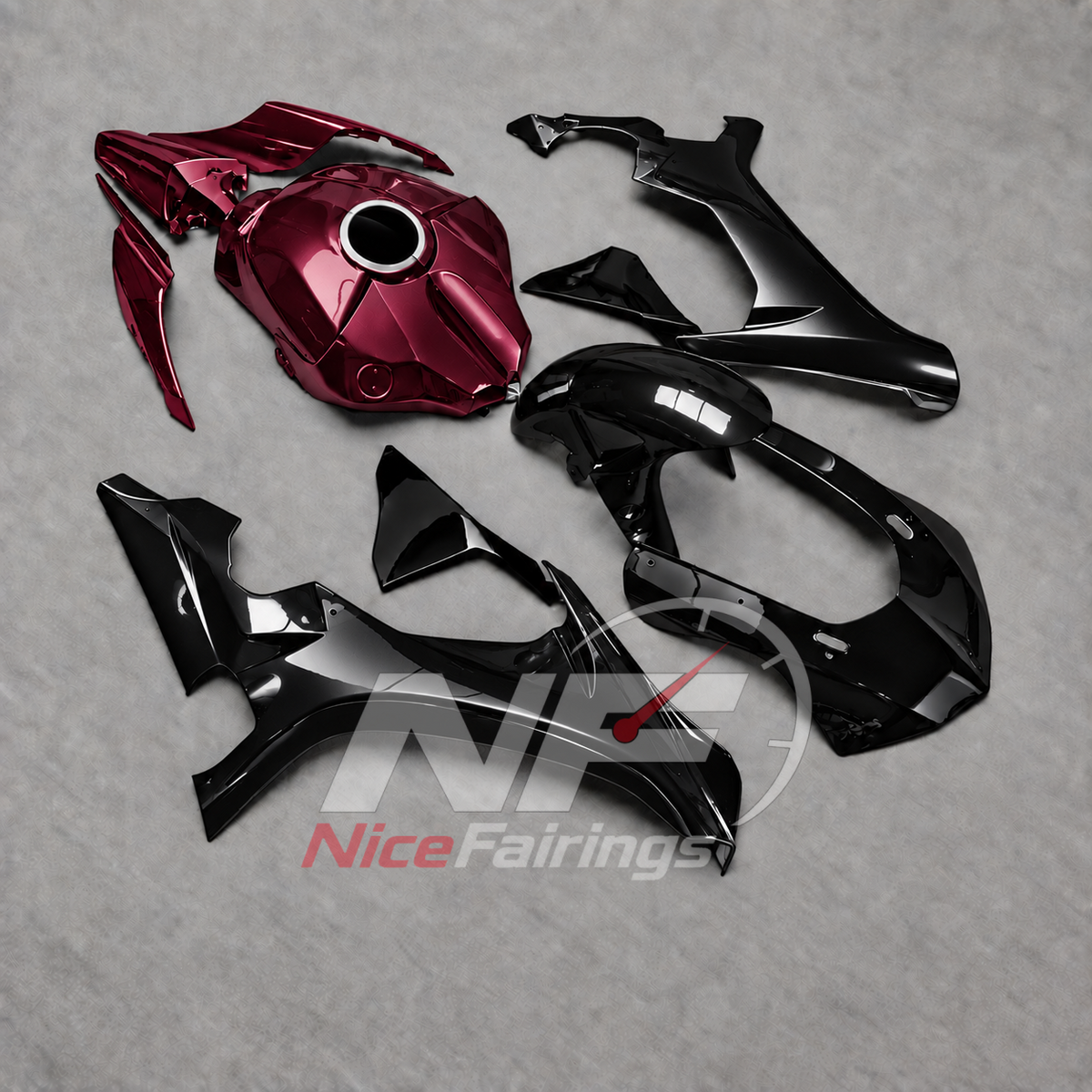 For Yamaha YZF-R1 2015-2019 Red Black Motorcycle Fairings | NiceFairings - side angle image