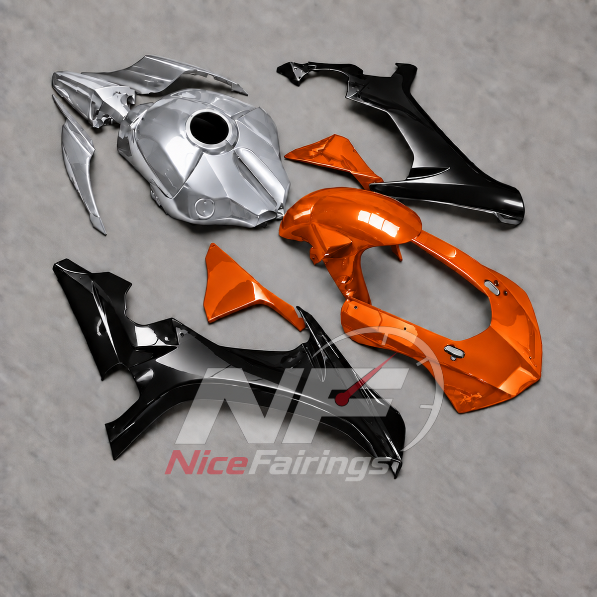 For Yamaha YZF-R1 2015-2019 Silver Orange Black Motorcycle Fairings | NiceFairings - side angle image