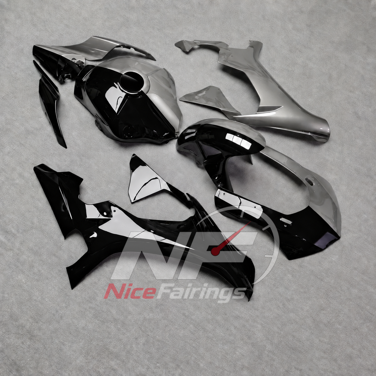 For Yamaha YZF-R1 2015-2019 Black Grey Motorcycle Fairings | NiceFairings - front angle image