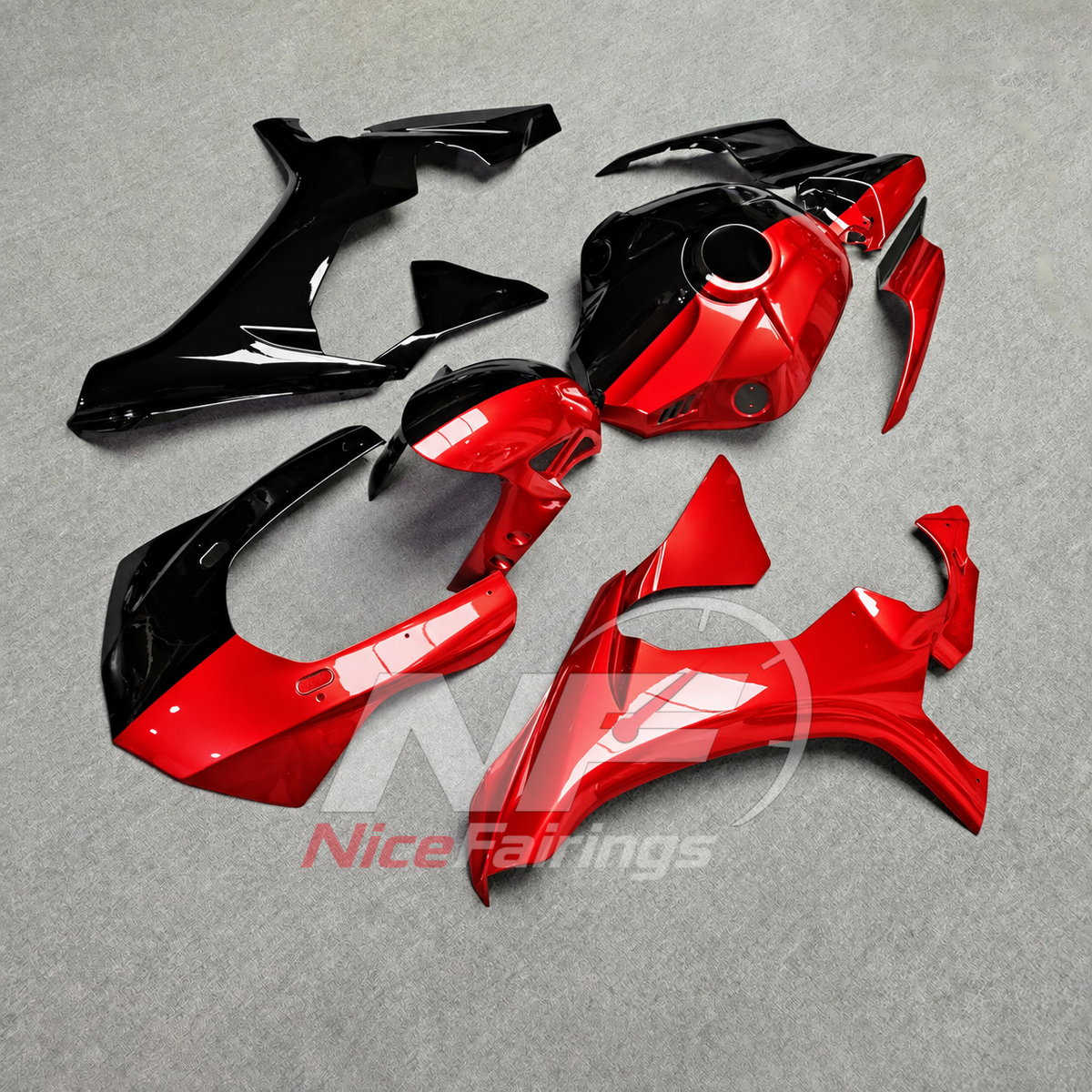For Yamaha YZF-R1 2015-2019 Black Red Motorcycle Fairings | NiceFairings - side angle image