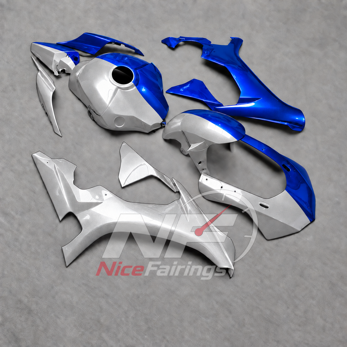 For Yamaha YZF-R1 2015-2019 Silver Blue Motorcycle Fairings | NiceFairings - front angle image